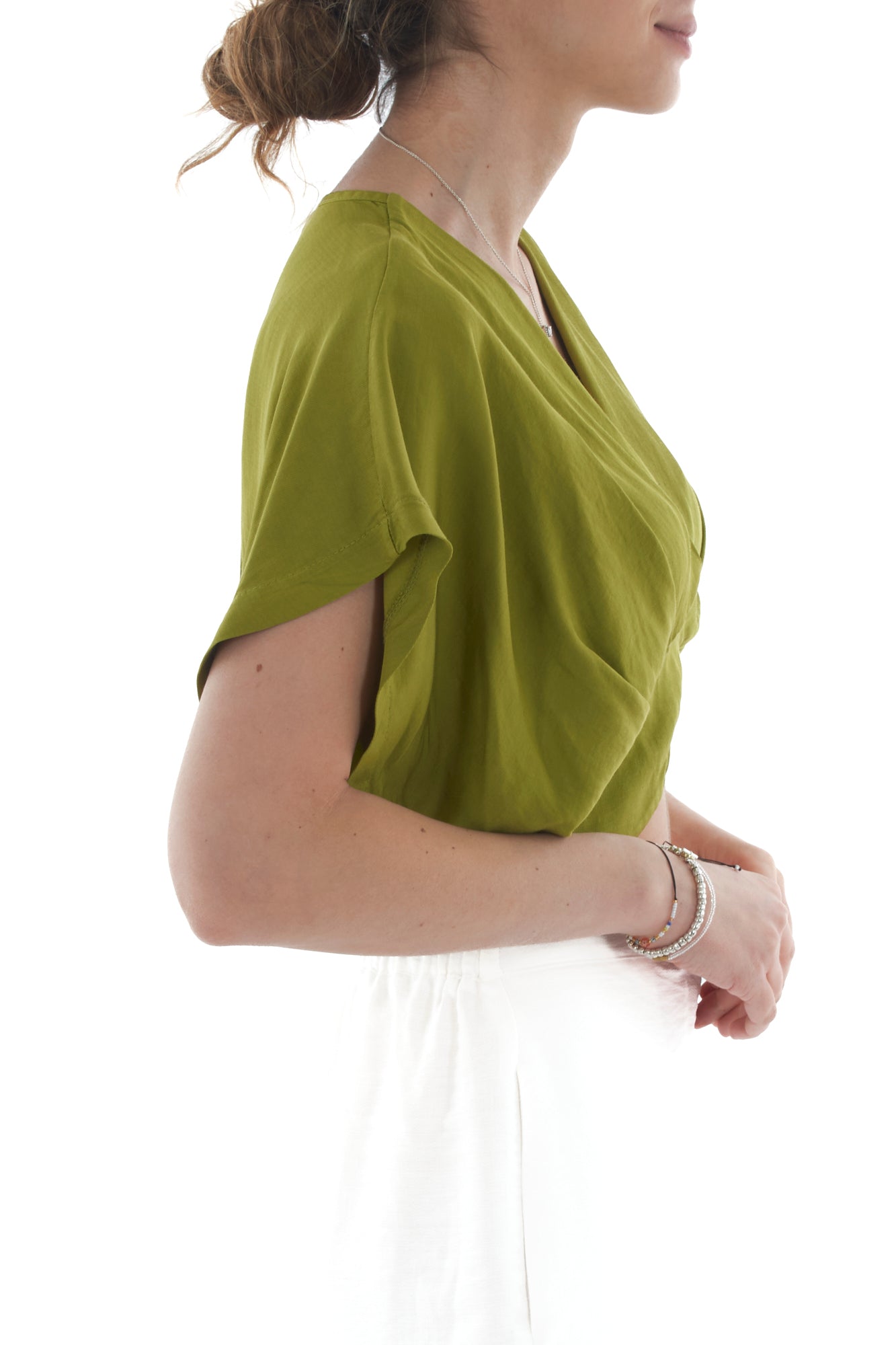 Maglia corta a pipistrello da Donna - Pistacchio