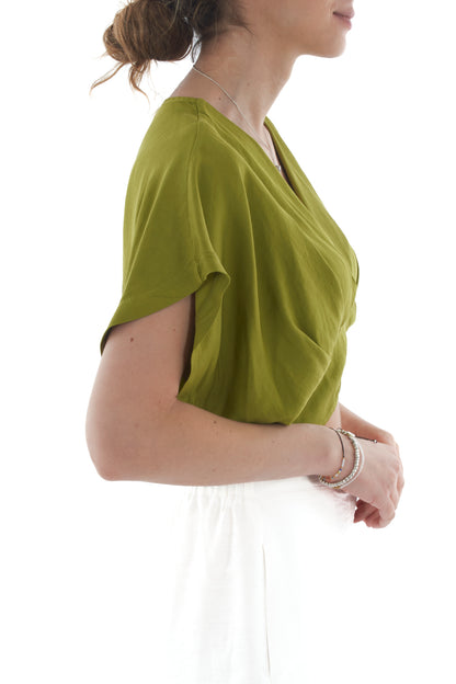 Maglia corta a pipistrello da Donna - Pistacchio