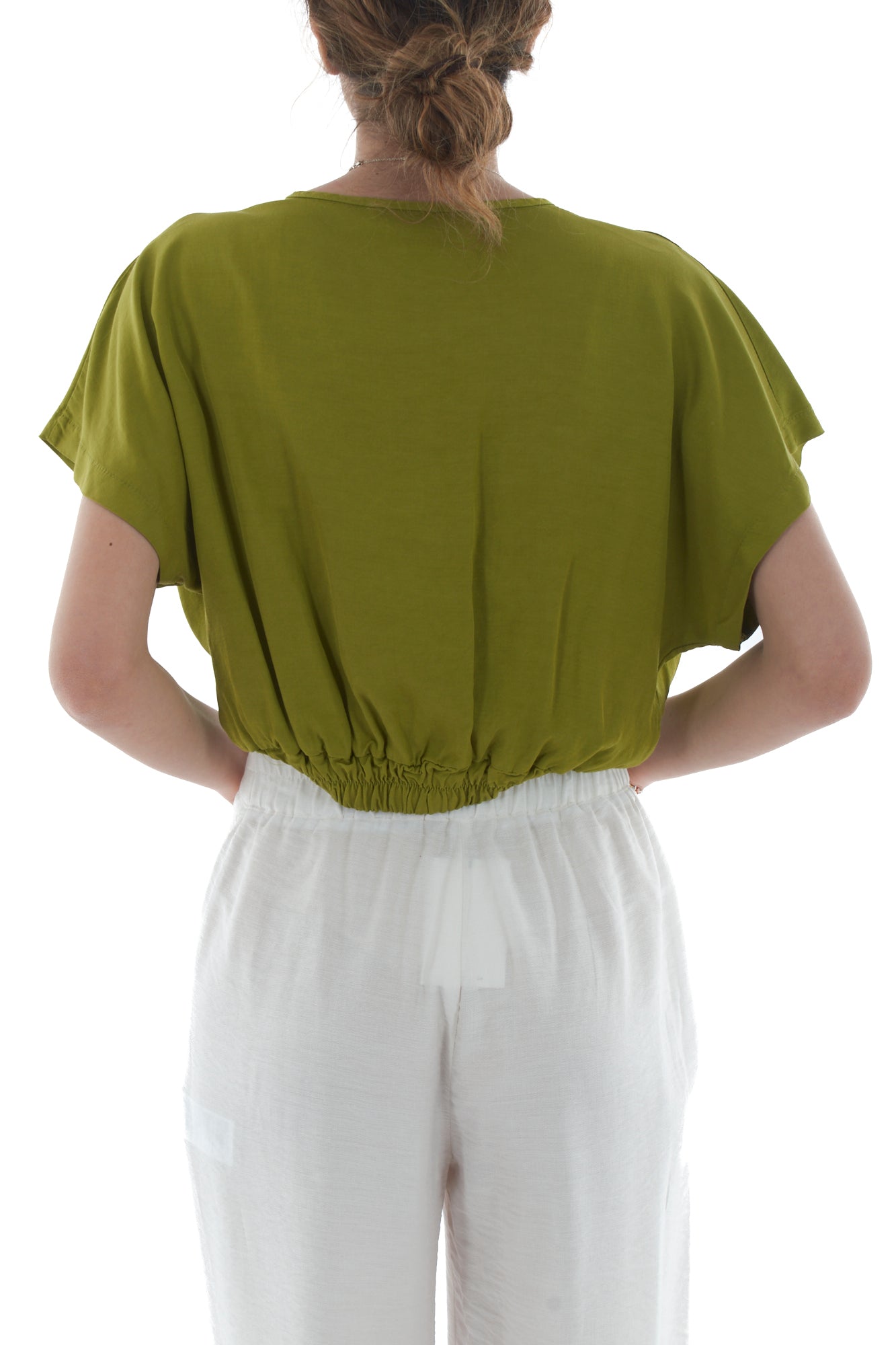 Maglia corta a pipistrello da Donna - Pistacchio