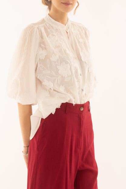 Camicia con intarsi in pizzo da Donna Susy mix - Bianco