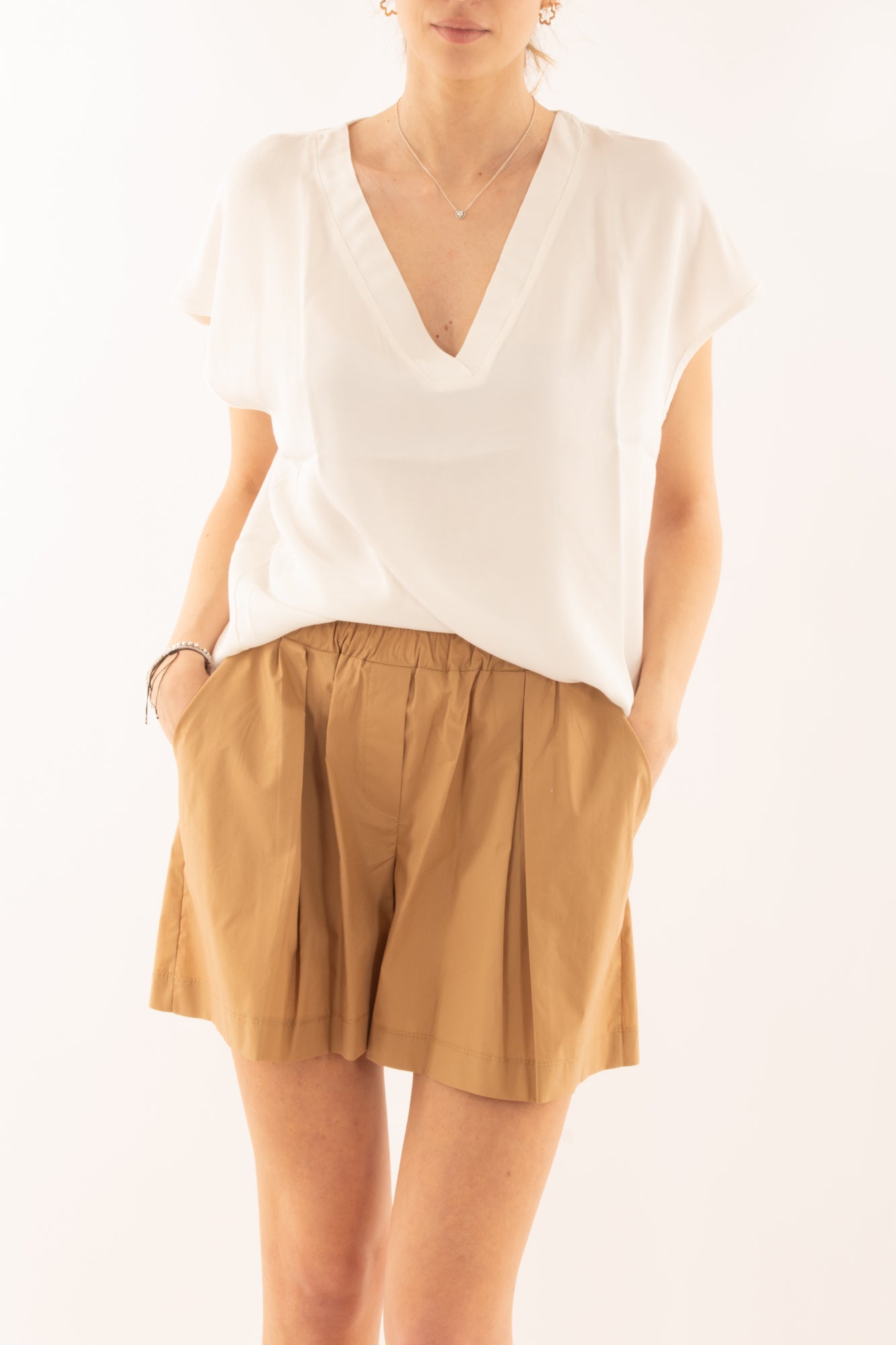 SUSY MIX Maglia a v in viscosa da Donna Susy mix Latte Latte