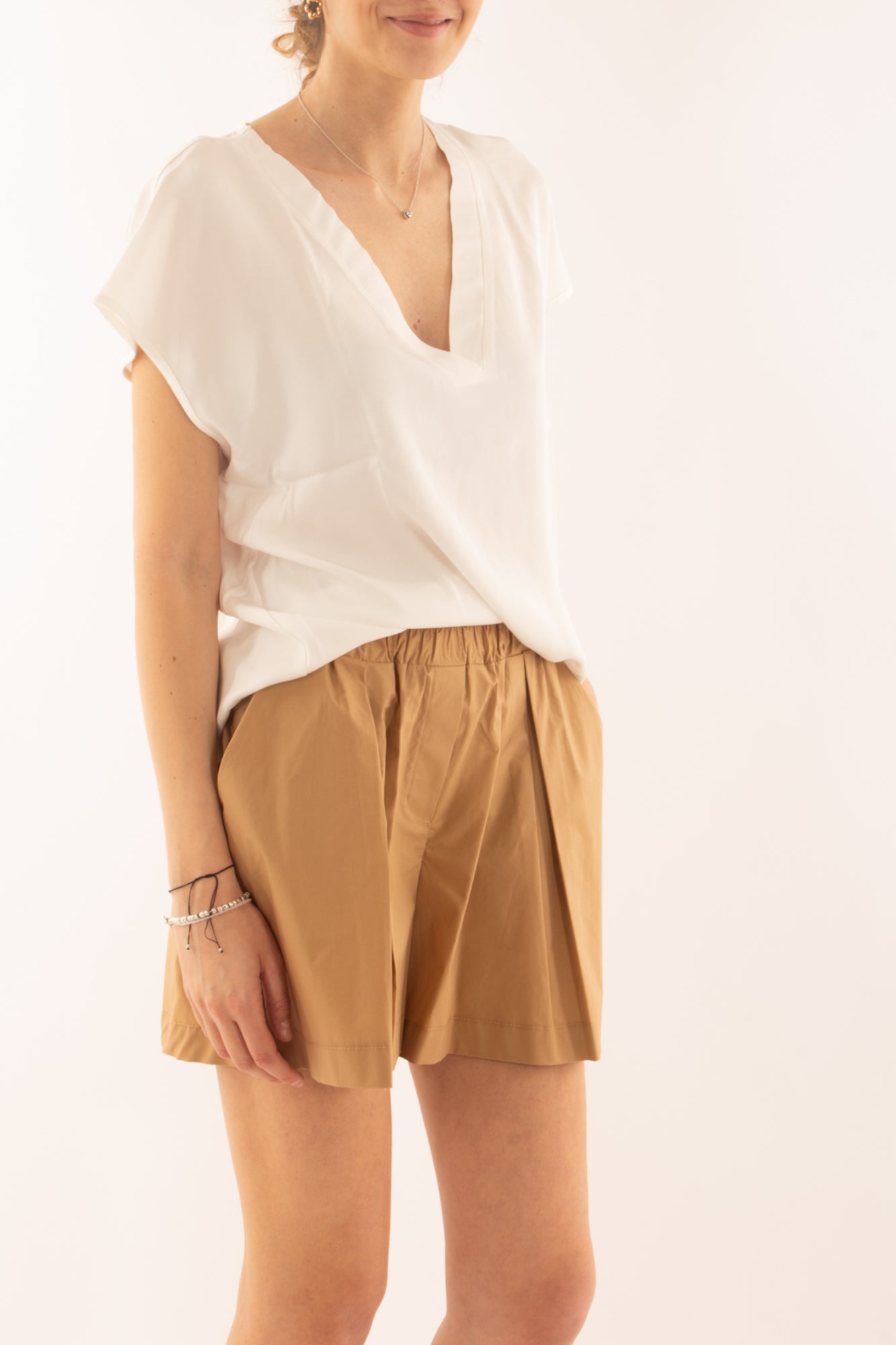 Maglia a v in viscosa da Donna Susy mix Latte