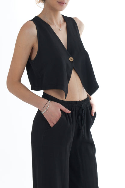 Gilet un bottone da Donna Susy mix - Nero