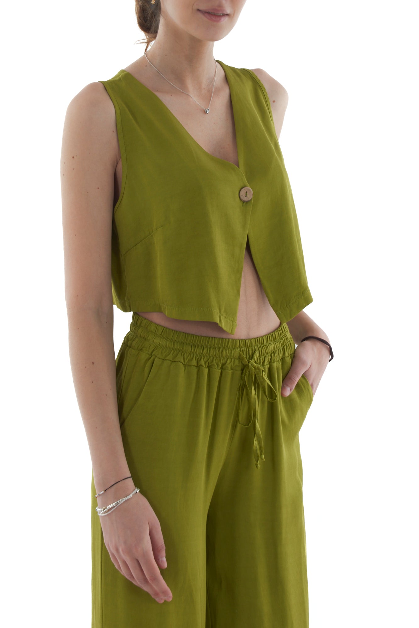 Gilet un bottone da Donna Susy mix - Pistacchio