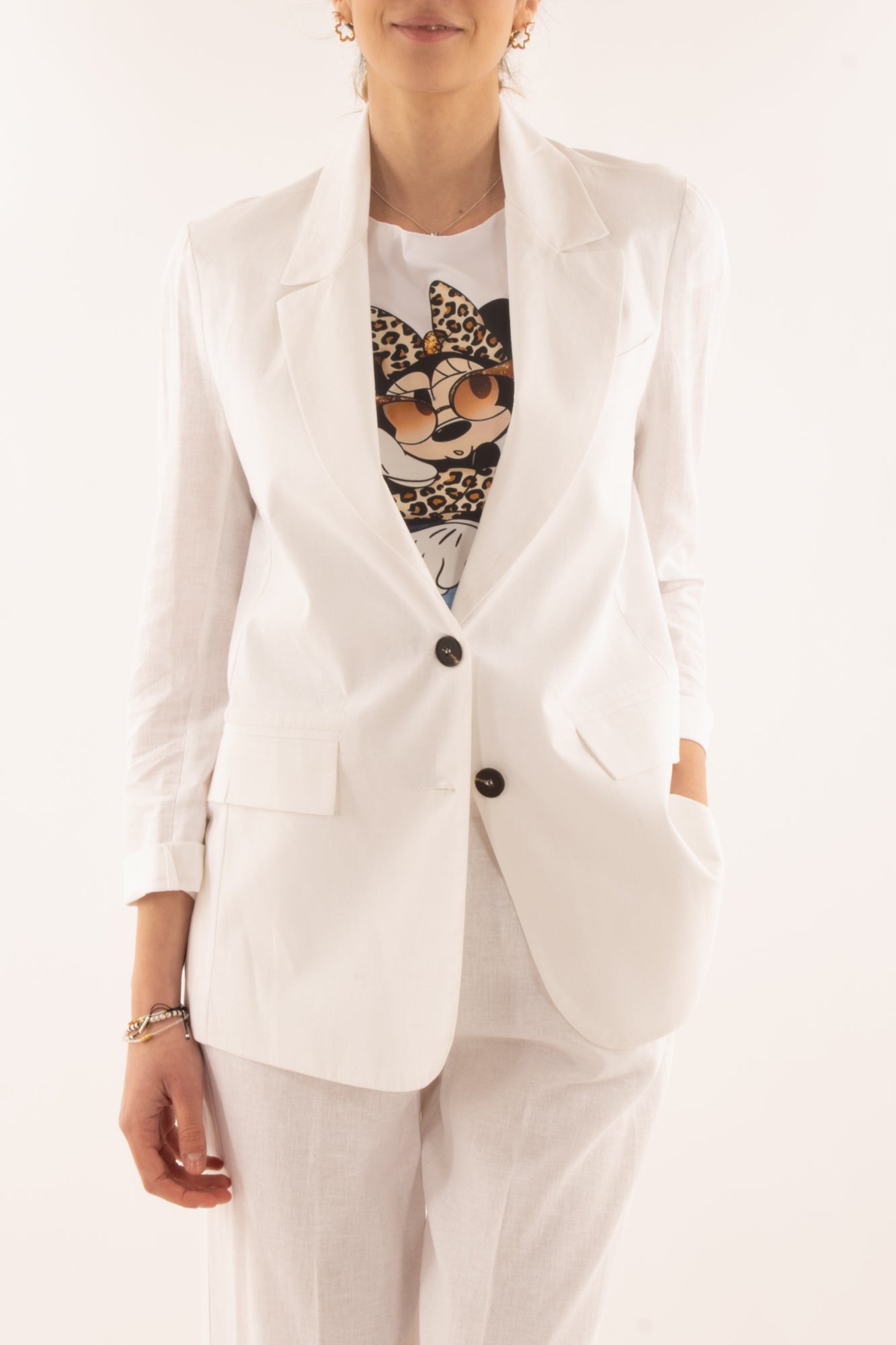 Giacca misto lino da Donna Susy mix - Bianco