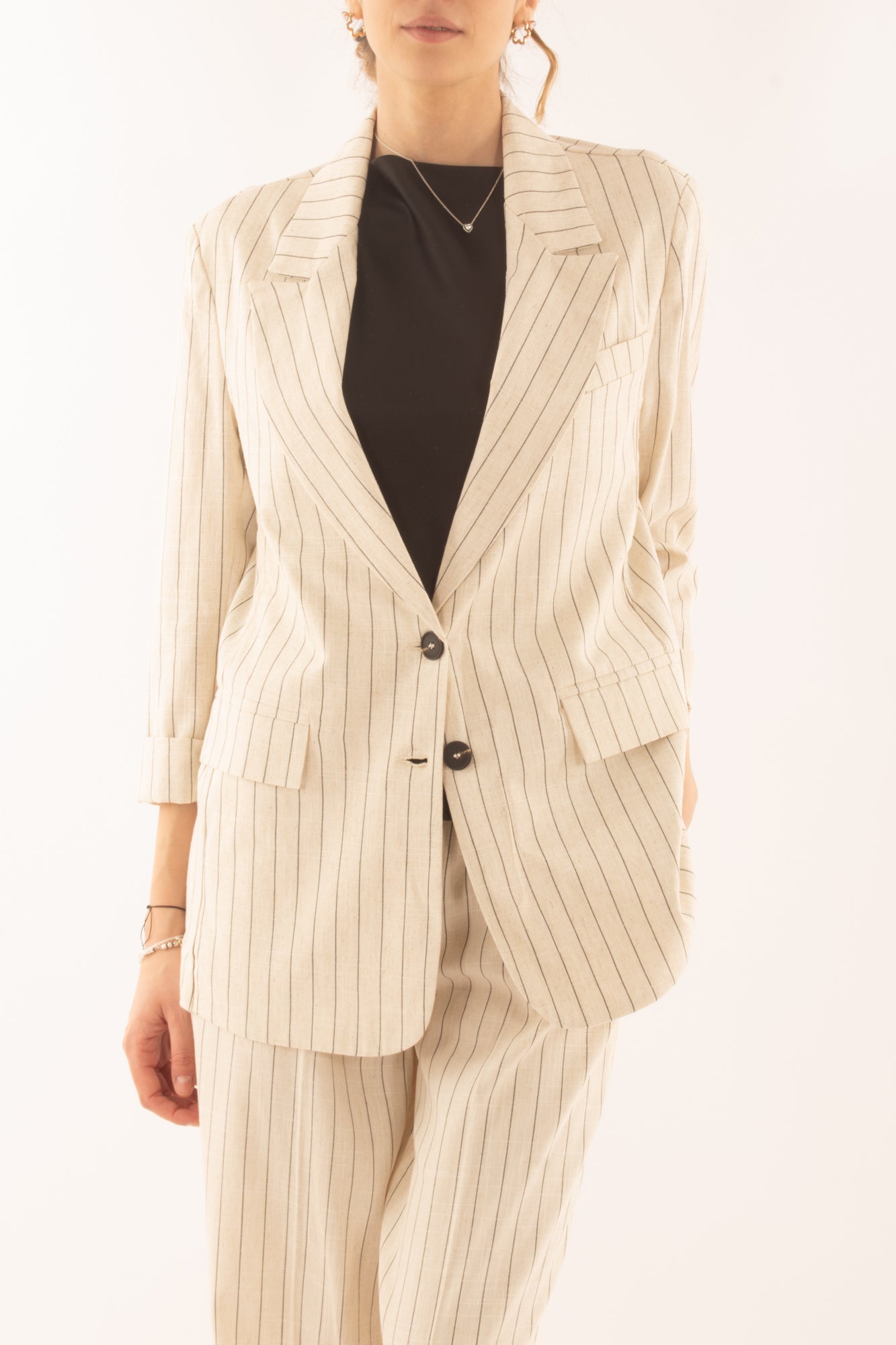 Giacca gessata da Donna Susy mix - Burro