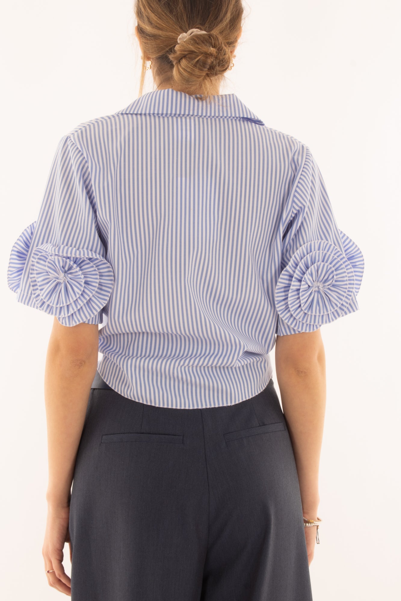 Camicia mille righe da Donna Susy mix - Celeste