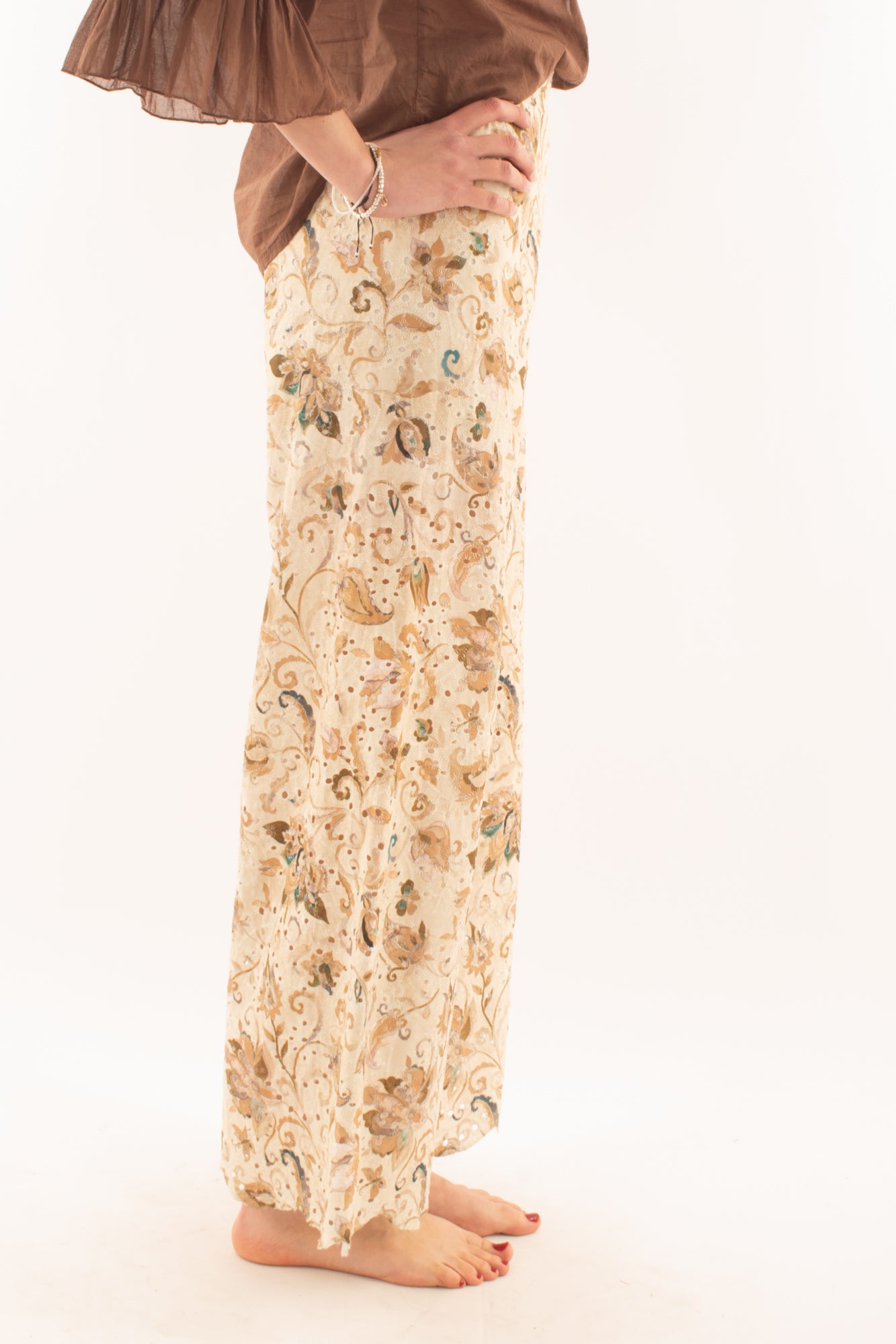 Pantalone in pizzo san gallo da Donna Susy mix - Burro