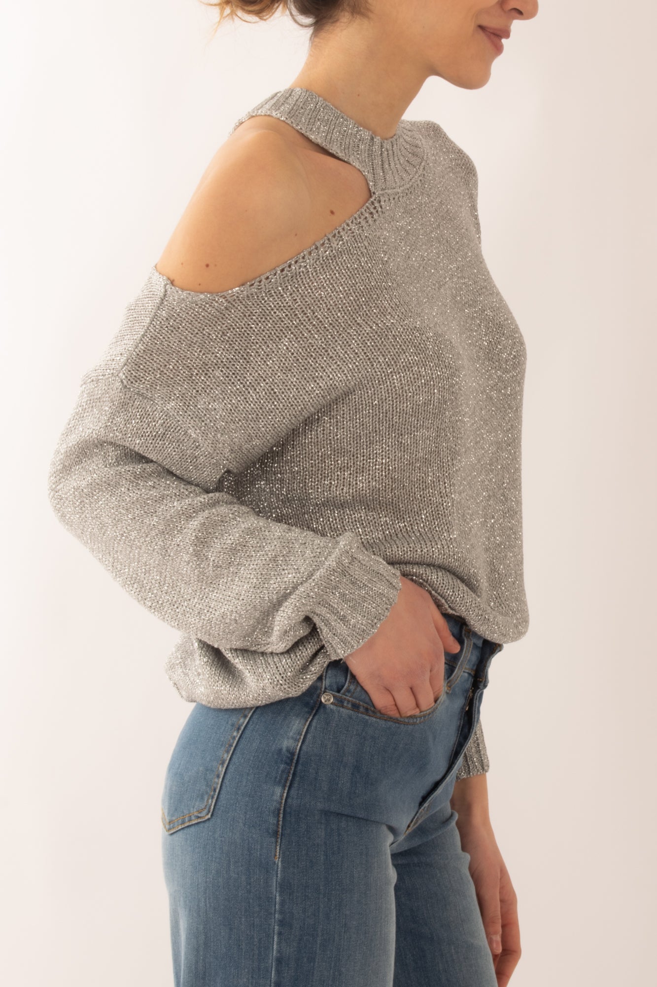 Maglia con buchi da Donna Susy mix - Argento