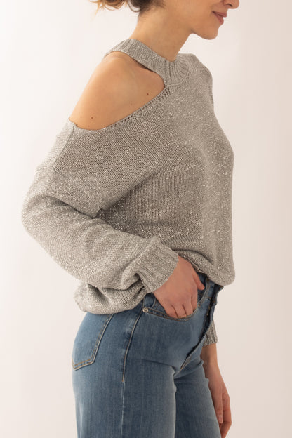 Maglia con buchi da Donna Susy mix - Argento