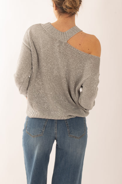 Maglia con buchi da Donna Susy mix - Argento