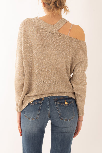 Maglia con buchi da Donna Susy mix - Beige