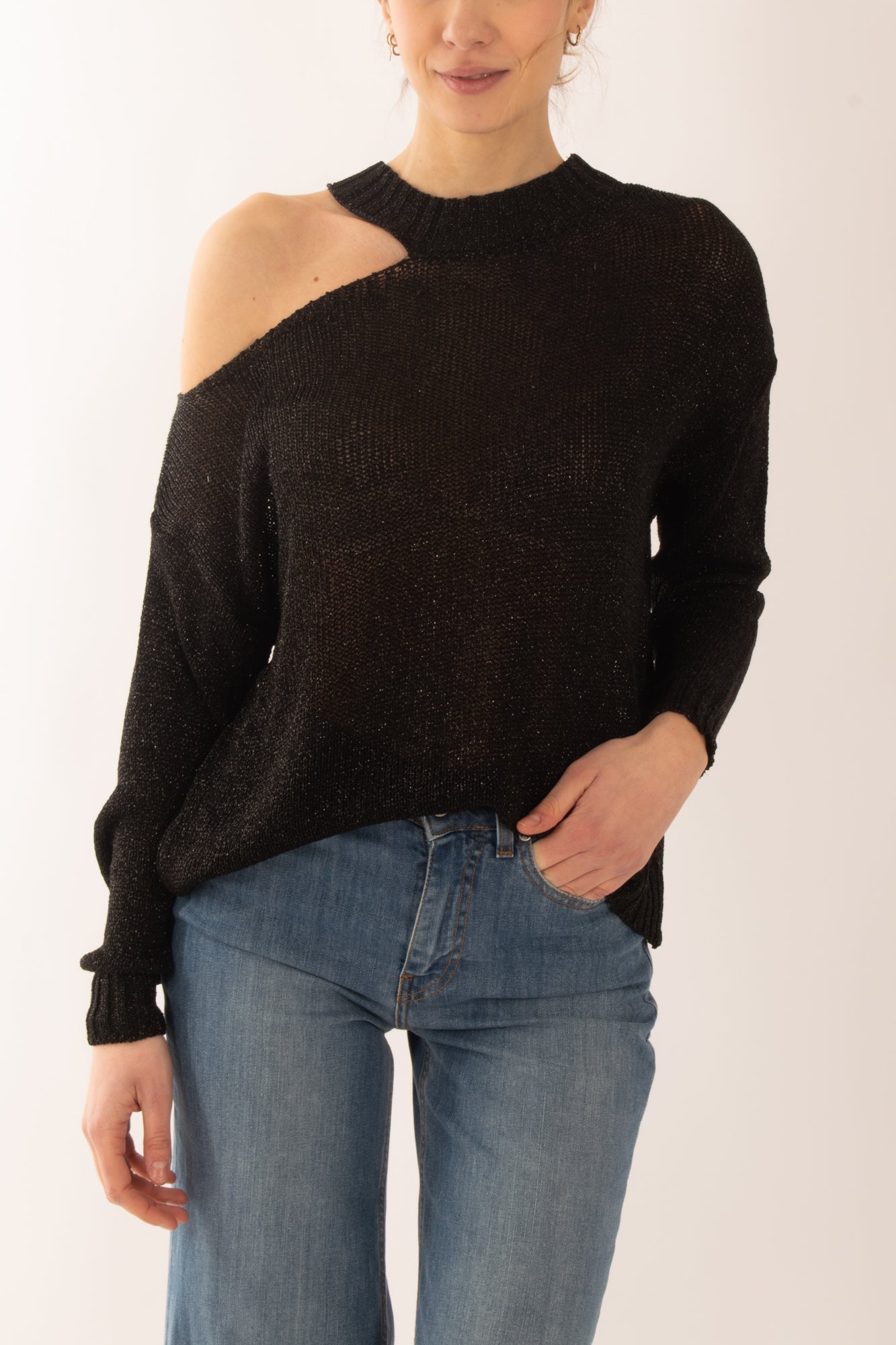Maglia con buchi da Donna Susy mix - Nero