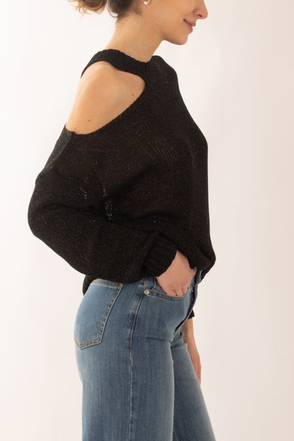 Maglia con buchi da Donna Susy mix - Nero
