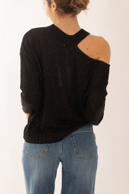 Maglia con buchi da Donna Susy mix - Nero