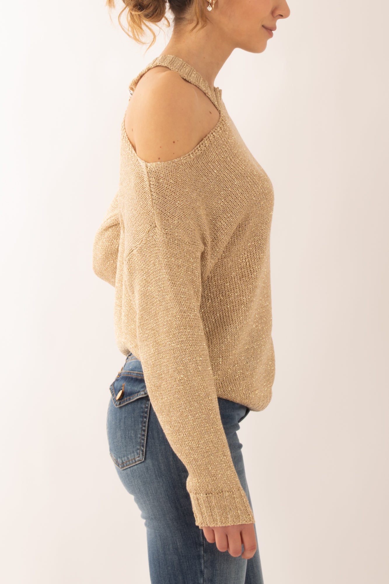 Maglia con buco spalla da Donna Susy mix - Oro