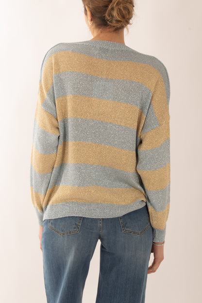 Maglia a v con lurex da Donna Susy mix - Celeste