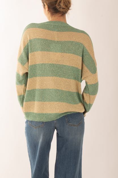 Maglia a v con lurex da Donna Susy mix - Verde