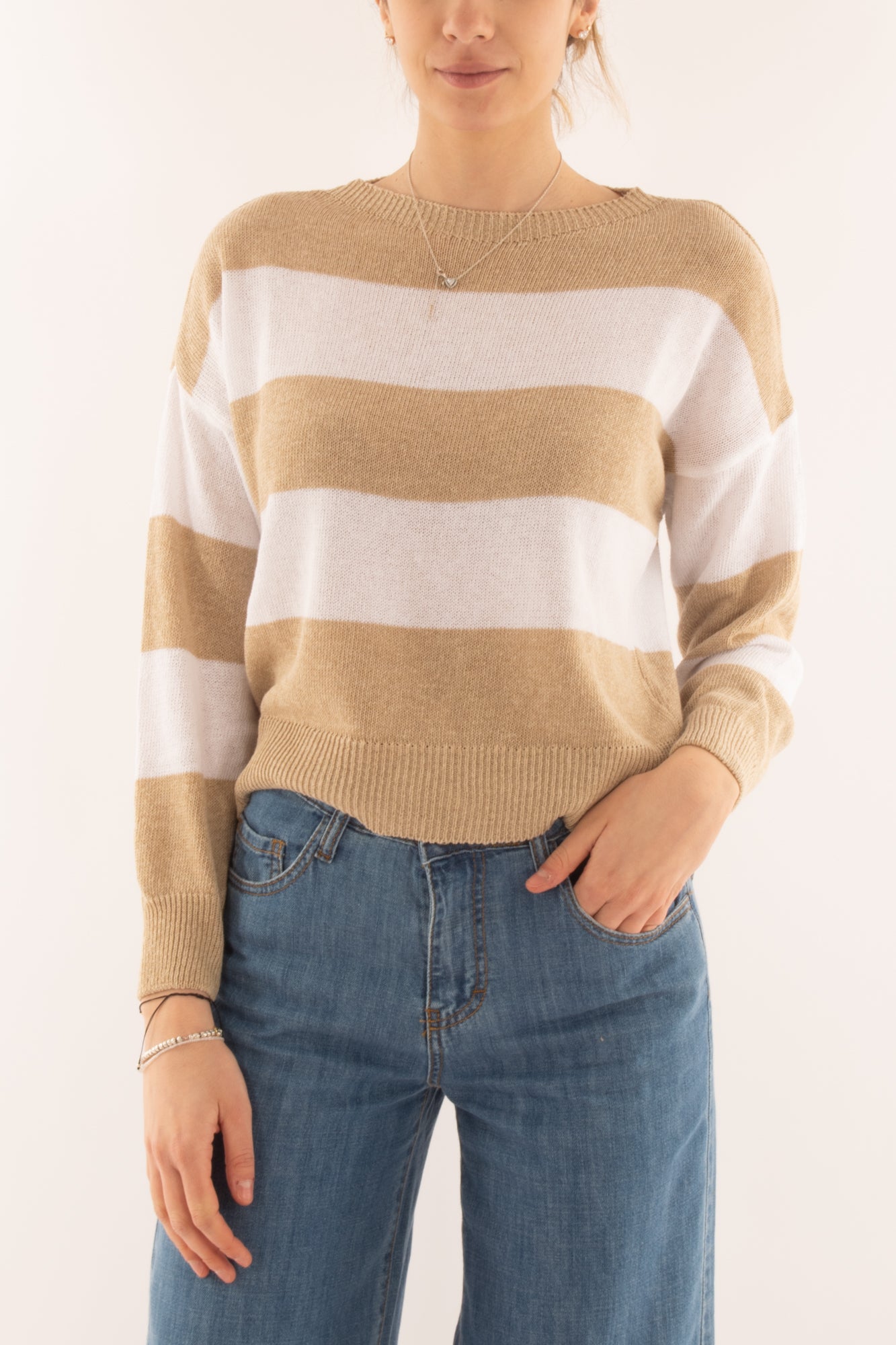 Maglia rigata da Donna Susy mix - Beige