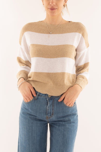 Maglia rigata da Donna Susy mix - Beige