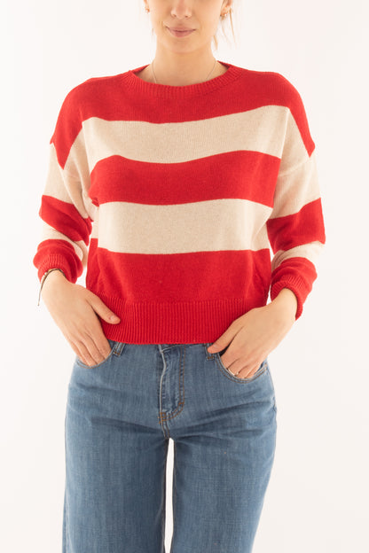 Maglia rigata da Donna Susy mix - Rosso