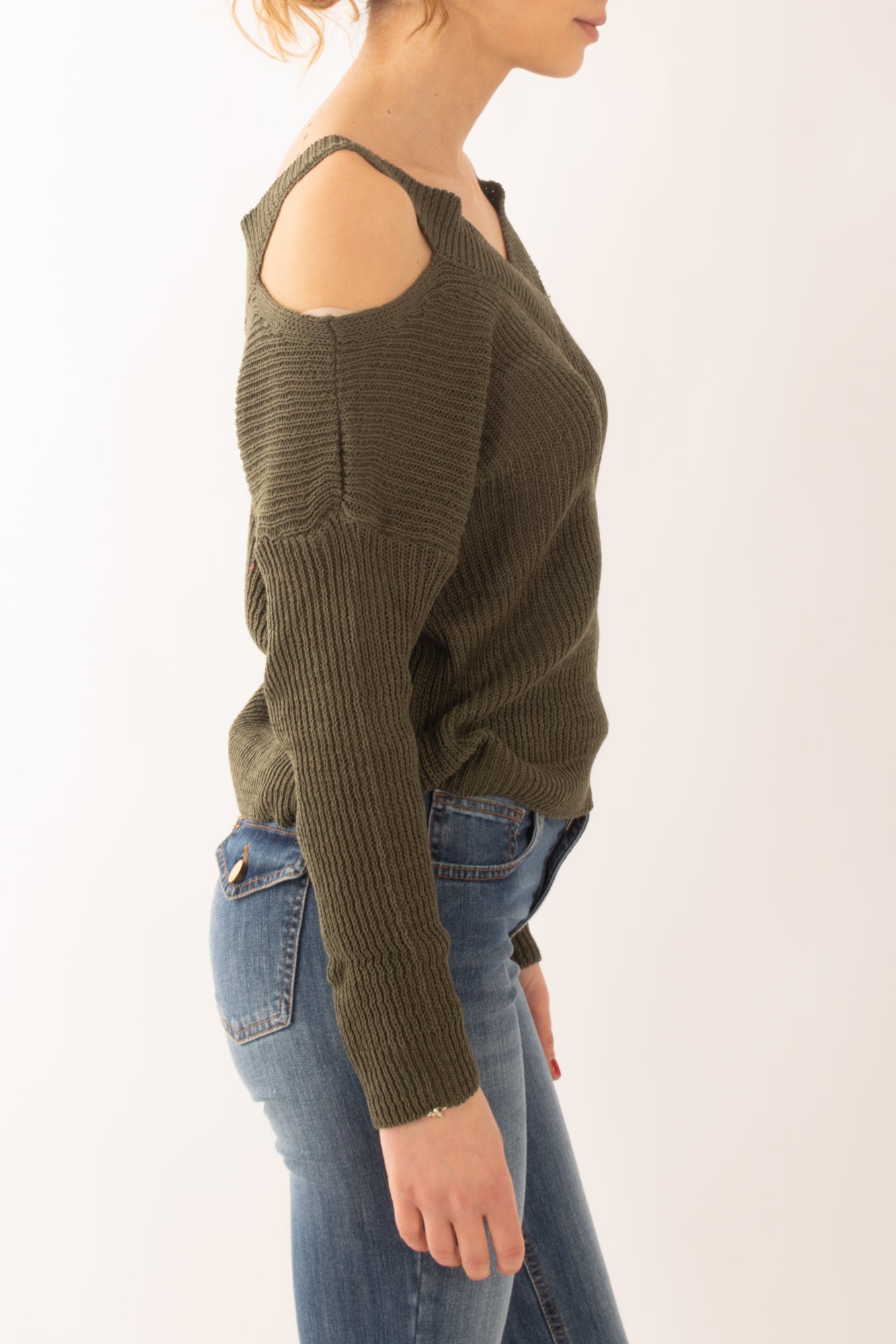 Maglia di filo con spalle scoperte da Donna Susy mix - Verde