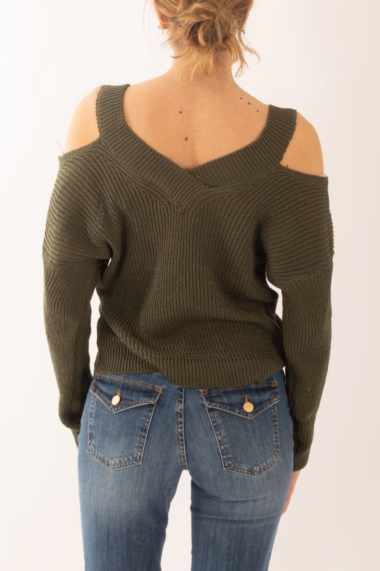 Maglia di filo con spalle scoperte da Donna Susy mix - Verde