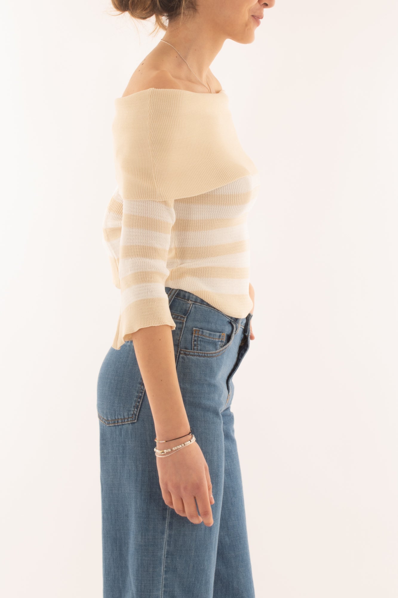 Maglia con collo shiffer da Donna Susy mix - Beige