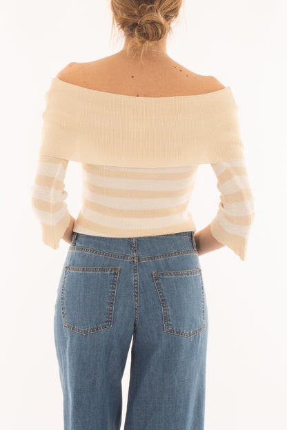 Maglia con collo shiffer da Donna Susy mix - Beige