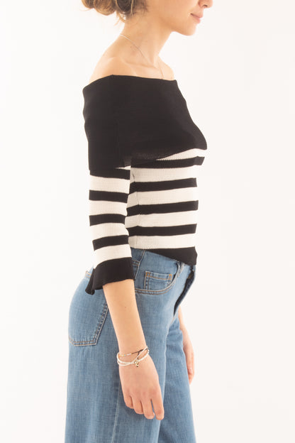 Maglia con collo shiffer da Donna Susy mix - Nero