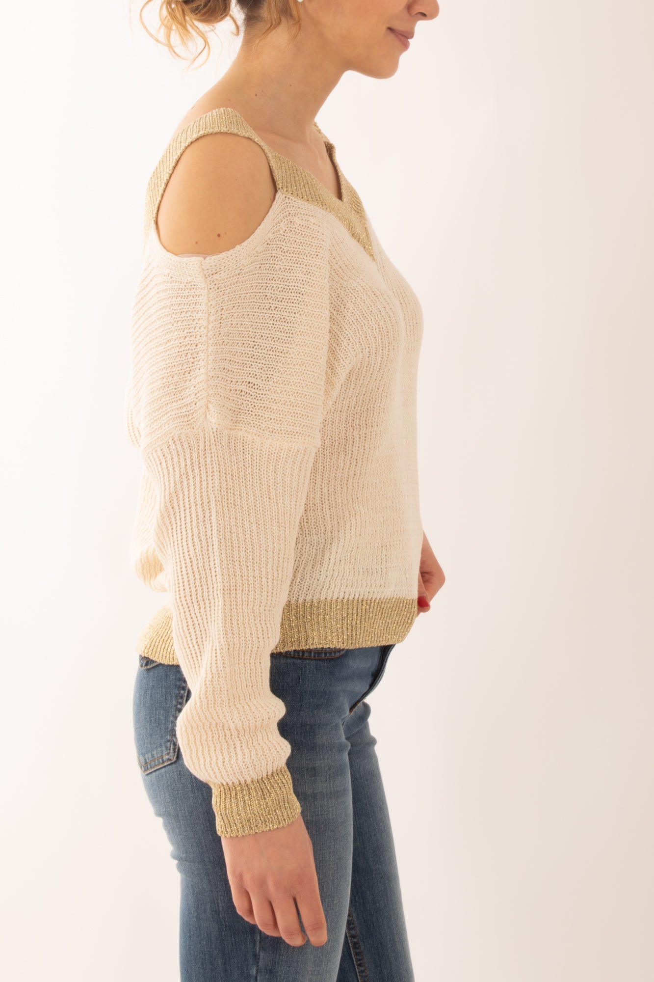 Maglia con spalle scoperte da Donna Susy mix - Ecru