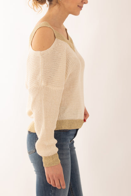 Maglia con spalle scoperte da Donna Susy mix - Ecru