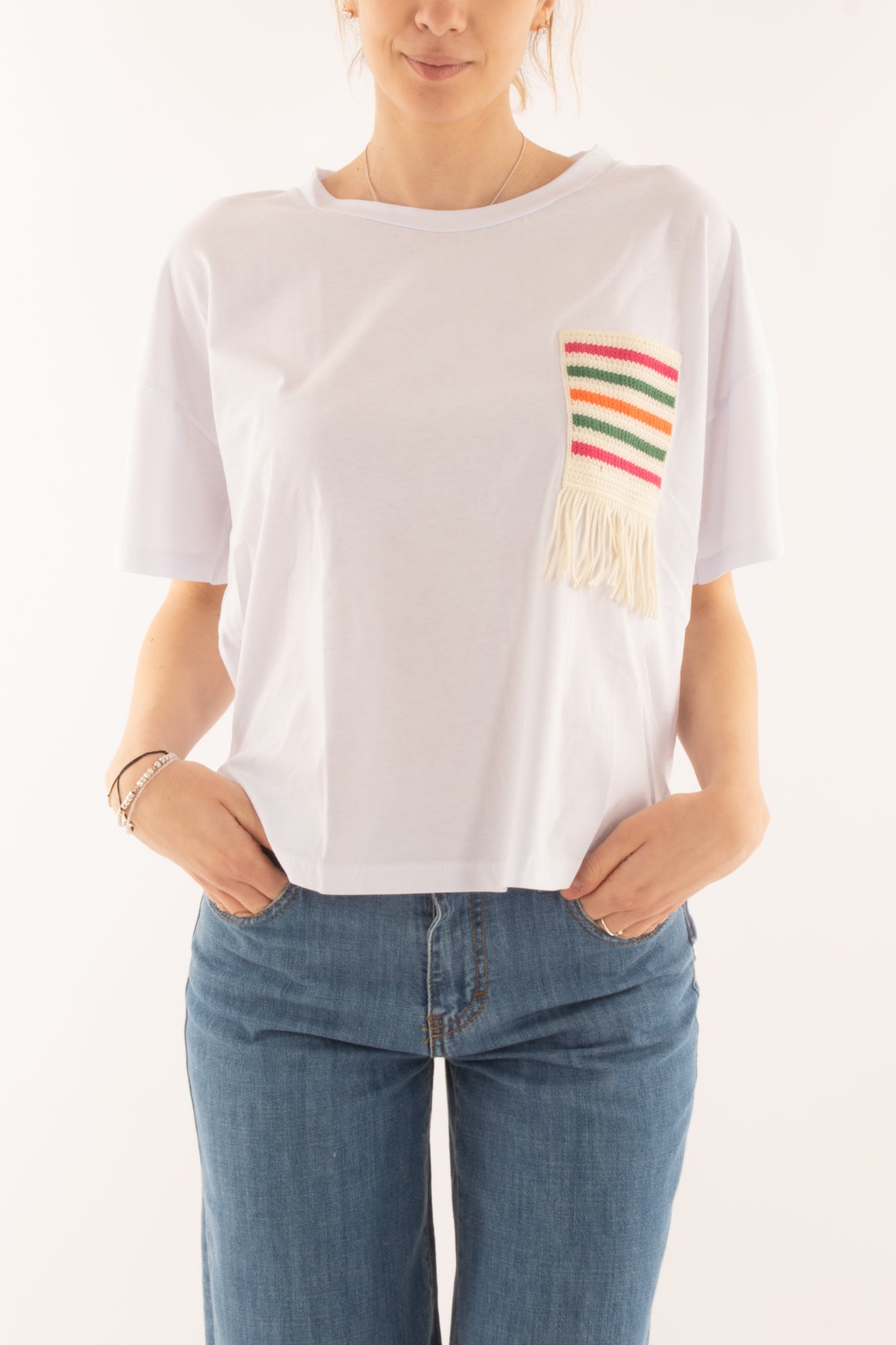 SUSY MIX T-shirt con taschino da Donna Susy mix - Bianco Bianco