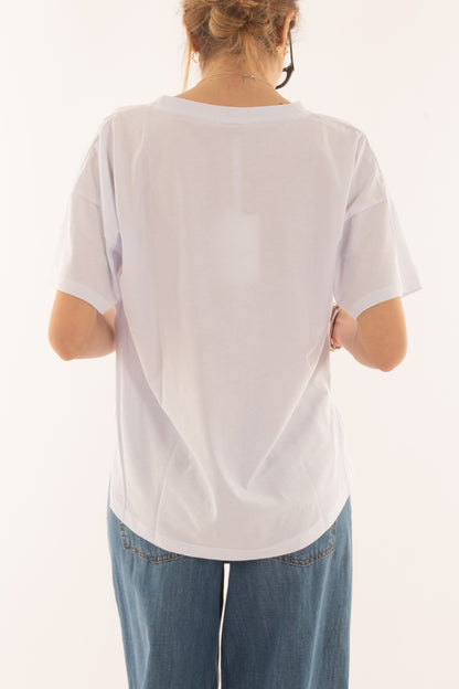 T-shirt con tachino ad uncinetto da Donna Susy mix - Bianco