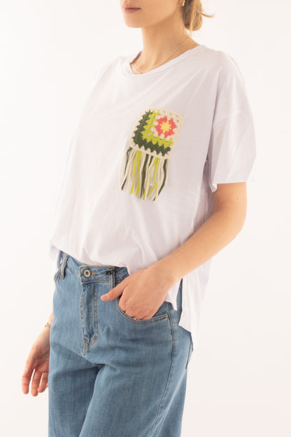 T-shirt con tachino ad uncinetto da Donna Susy mix - Verde