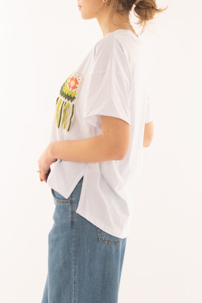 T-shirt con tachino ad uncinetto da Donna Susy mix - Verde