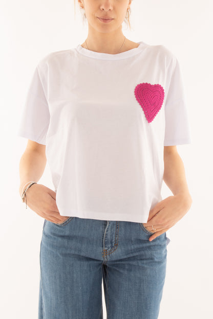 T-shirt con cuore da Donna Susy mix - Bianco