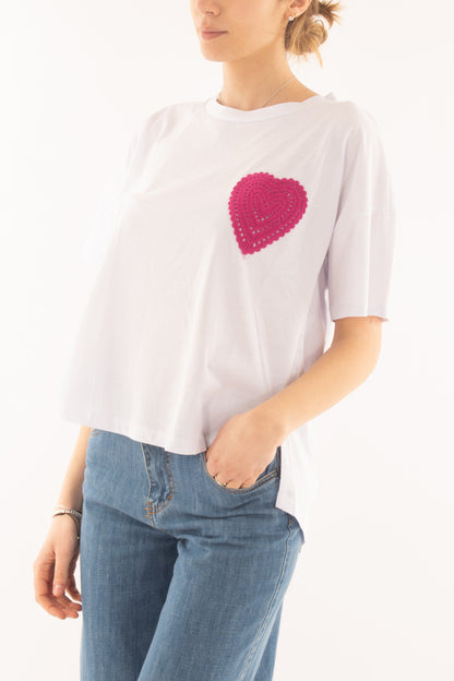 T-shirt con cuore da Donna Susy mix - Bianco