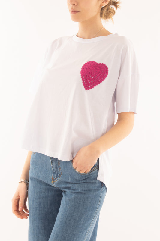 T-shirt con cuore da Donna Susy mix - Bianco