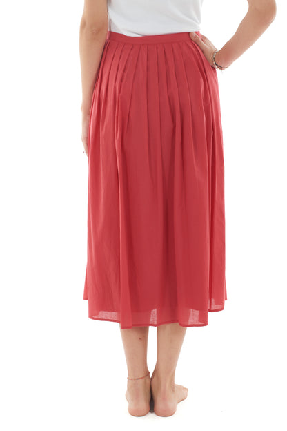 Gonna lunga a pieghe da Donna Susy mix - Rosso fargola