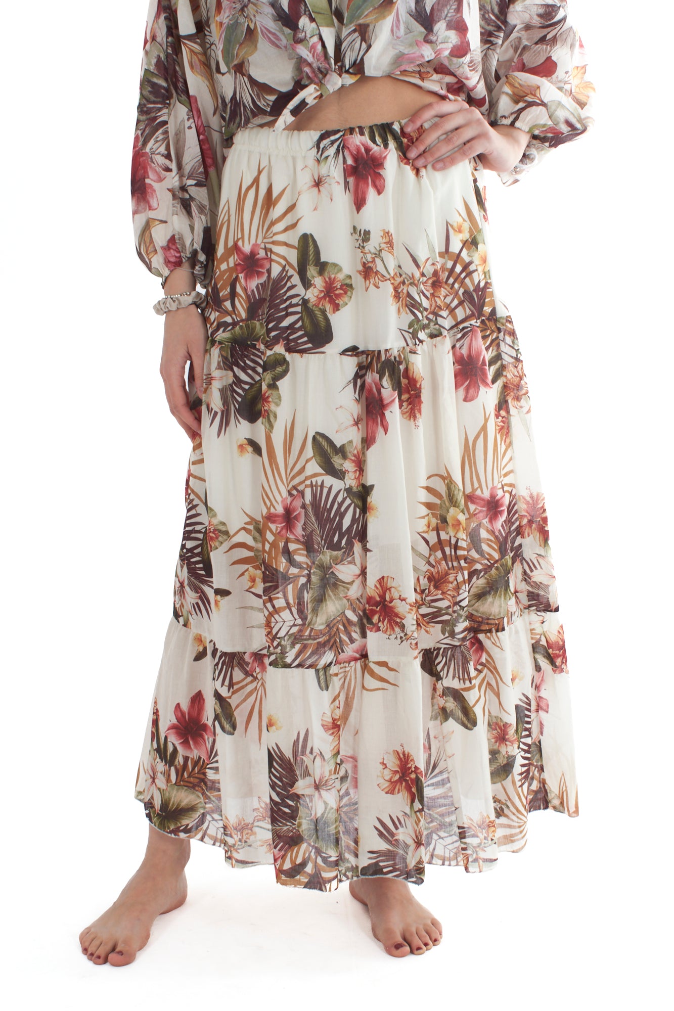 Gonna lunga floreale da Donna - Burro