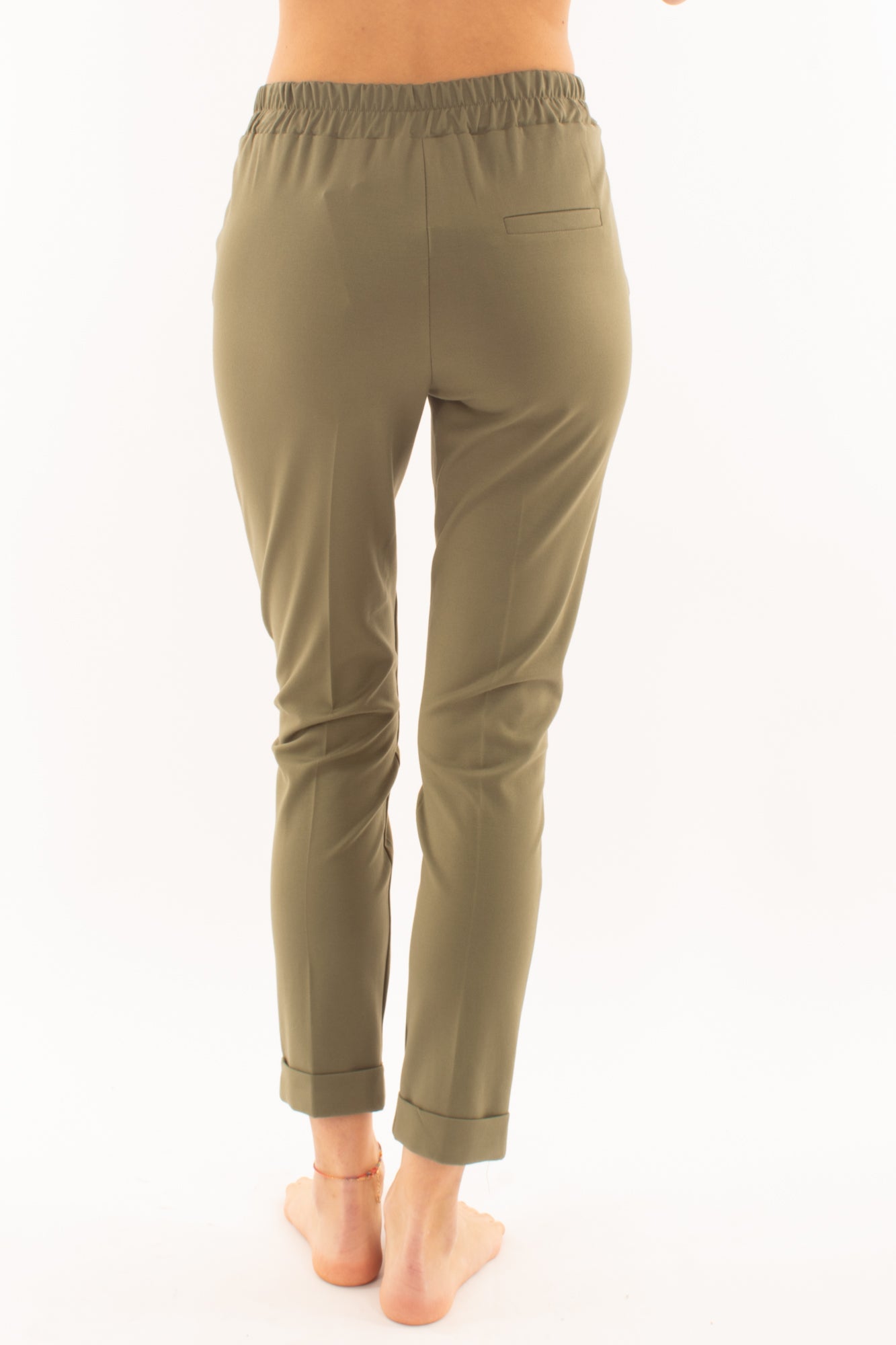 Pantalone punto milano con risvolto da Donna Susy mix - Verde