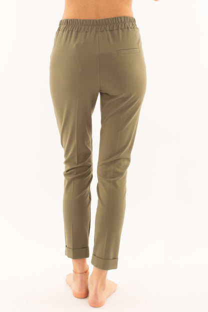 Pantalone punto milano con risvolto da Donna Susy mix - Verde
