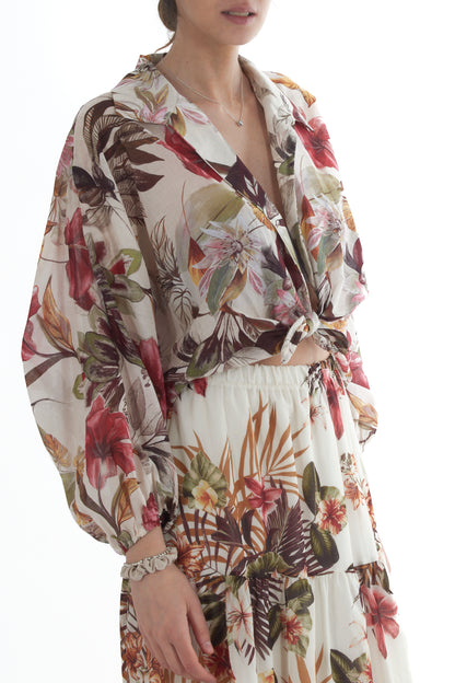 Maglia corta fiorata da Donna Susy mix - Burro