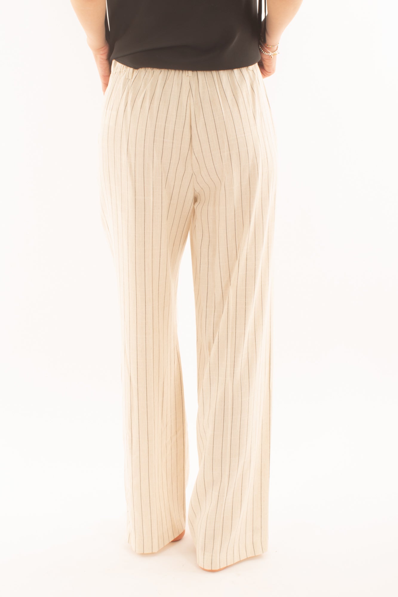 Pantalone palazzo gessato da Donna Susy mix - Burro