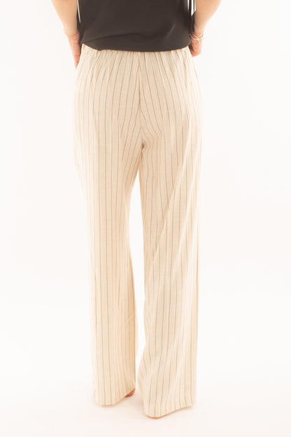 Pantalone palazzo gessato da Donna Susy mix - Burro