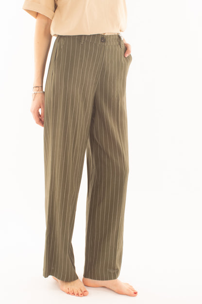 Pantalone palazzo gessato da Donna Susy mix - Verde