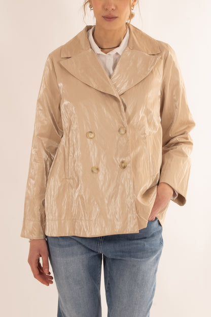 Trench da donna doppio petto spalmato Susy mix - Beige