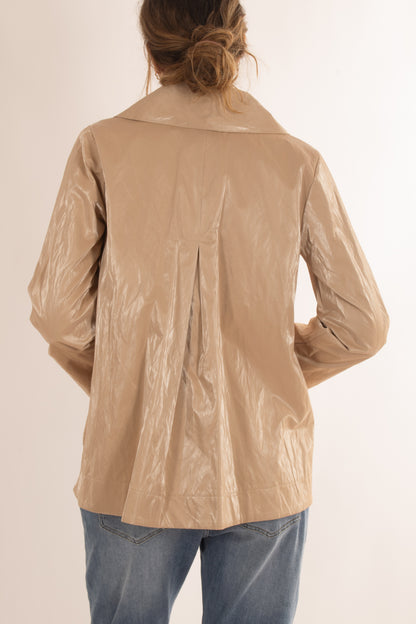 Trench da donna doppio petto spalmato Susy mix - Beige