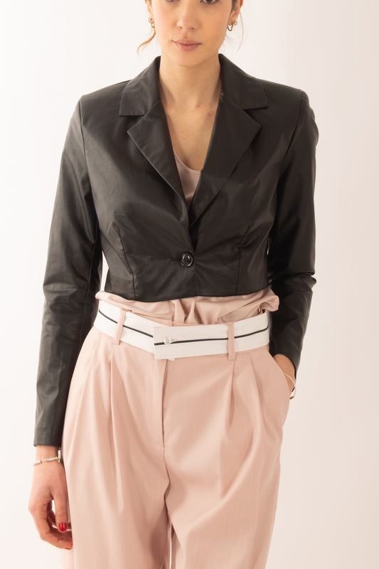 Giacca corta ecopelle da Donna Susy mix - Nero